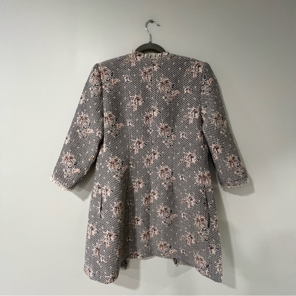 Alberto Makali Floral Metallic Jacquard Print Open Coat 6 - Picture 8 of 13